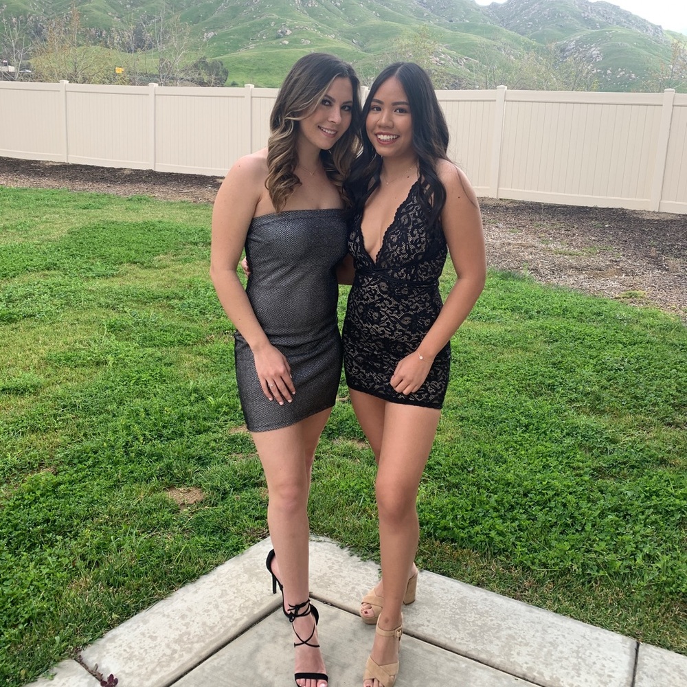 Black lace mini dress
